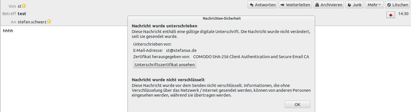 S/MIME-Anzeige Thunderbird